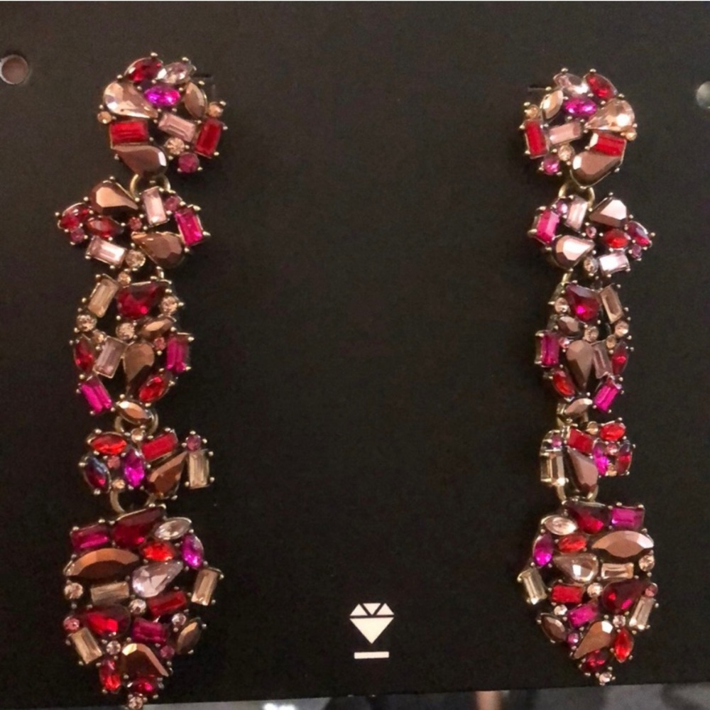 Baublebar Drop Earrings with Red, Maroon and Pinks. Brand New.